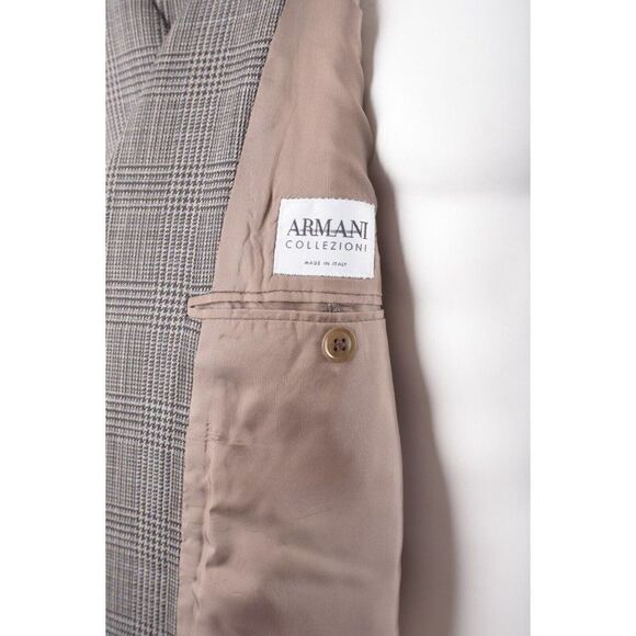 Armani Collezioni Mens Suit Jacket Sport Coat 44L Gray Black Plaid Wool Silk NWT - Picture 6 of 7